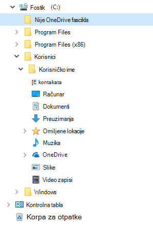 Prikaz uslužnog programa „Istraživač datoteka“