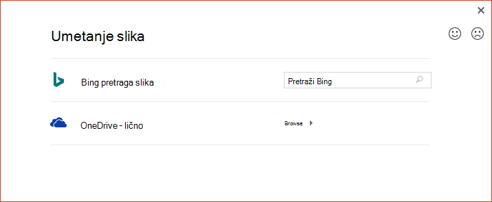 Opcija OneDrive u dijalogu 