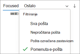 Filtriranje na pomenutu poštu u programu Outlook za Windows