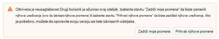 Snimak ekrana koji prikazuje neusaglašenost Detected warning in Outlook Newsletters