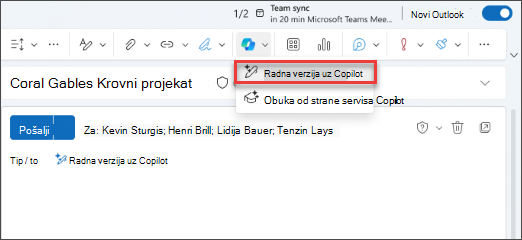 Opcija padajućeg menija 
