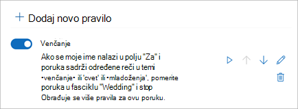 Koristite preklopnik da biste onemogućili ili omogućili pravilo.