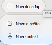 Snimak ekrana prozora novog događaja.