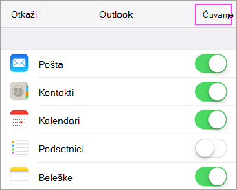 Postavke sinhronizacije naloga