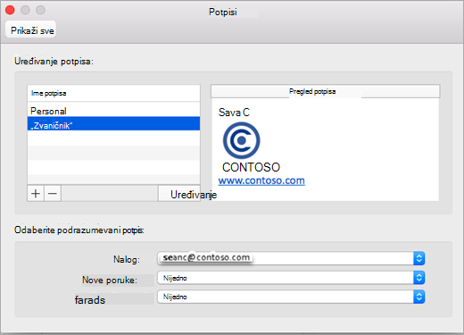 Outlook Preferences Signatures page