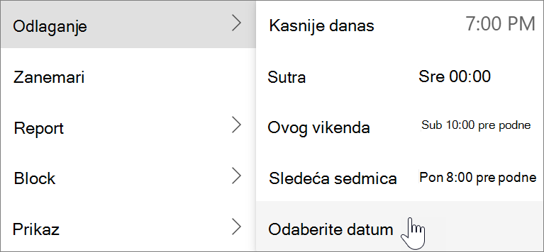 Korišćenje odloženja u novom programu Outlook za Windows