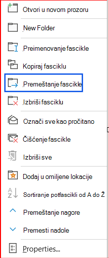 Snimak ekrana opcije 