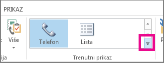 Grupa trenutnog prikaza na kartici „Početak“