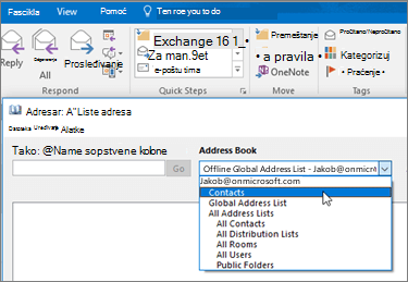 After you import your Gmail contacts, you can find them in Office 365 by selecting the Address Book