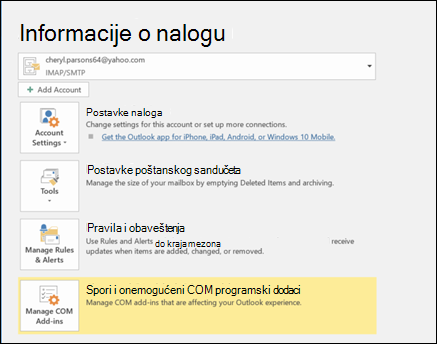 Ako ne vidite stavku 