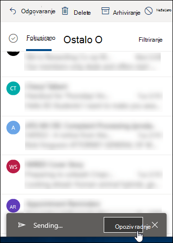 Snimak ekrana prikazuje opciju 
