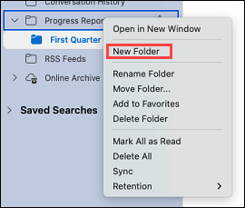 Prikazuje izbor fascikle u programu Outlook
