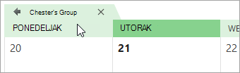 Snimak ekrana grupnog kalendara u prikazu kalendara