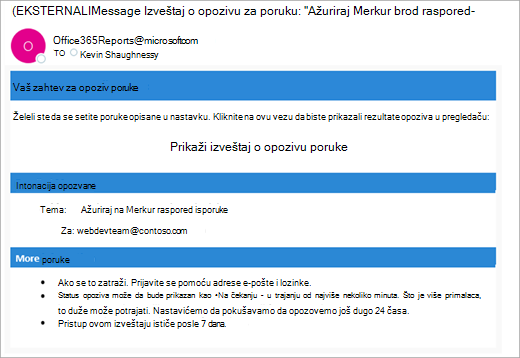 Outlook za proveru poruke snimak ekrana jedan