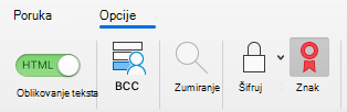 Prikazuje dugme za prijavljivanje u e-poruci