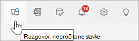 Snimak ekrana zaglavlja programa Outlook sa izabranim Teams ćaskanjem