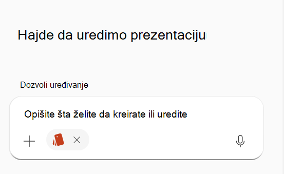 Snimak ekrana koji prikazuje izabrani komplet brenda u upit za Copilot.