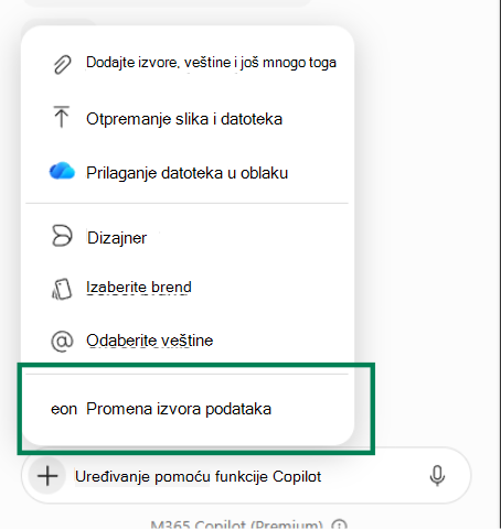 Snimak ekrana koji prikazuje izbor stavke 