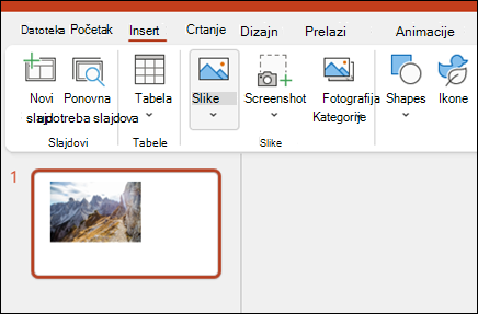 Umetanje slika u programu PowerPoint