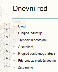 Each bullet in the list show the order of animations in a small box to the left