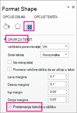Snimak ekrana koji prikazuje polje za potvrdu 