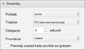 Snimak ekrana prikazuje odeljak 
