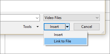Prikazuje dijalog „Umetanje video zapisa“ u programu PowerPoint