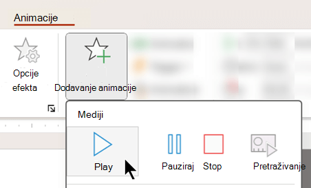 Možete da počnete da reprodukujete zvuk nakon određenog vremena pomoću opcija animacije.