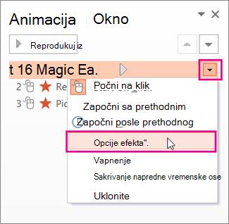 Opcije efekata