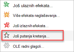 Gde možete da pronađete više putanja kretanja od samih onih u meniju 