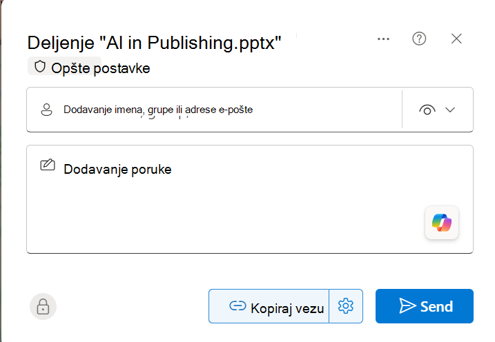 Snimak ekrana opcije 