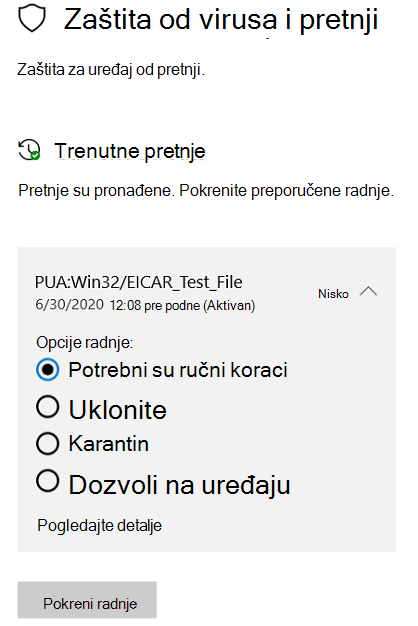 Radnje koje možete izvršiti kada Windows bezbednost otkrili potencijalno neželjenu aplikaciju