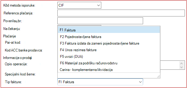Novi tip fakture za nabavku Carinska dovršena likvidacija