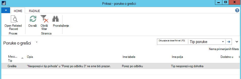 Snimak ekrana funkcije 