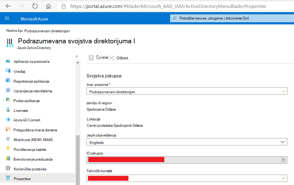 Get TenantId from the Properties tab on the Azure Active Directory blade