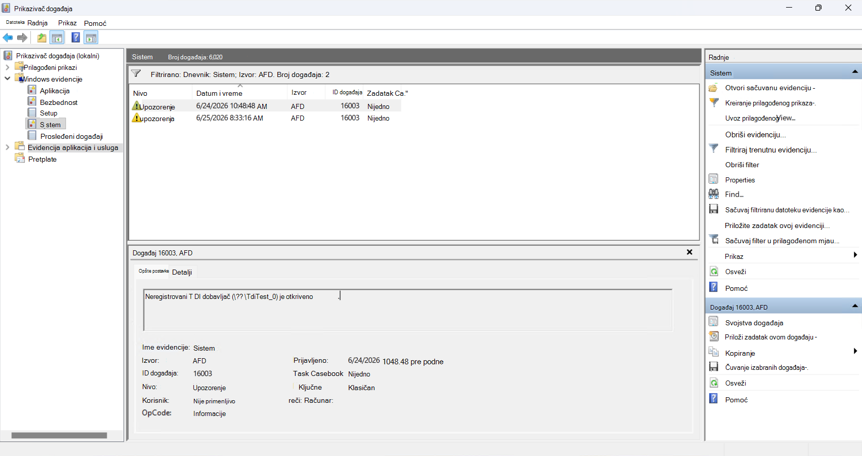 AFD Event ID: 16003