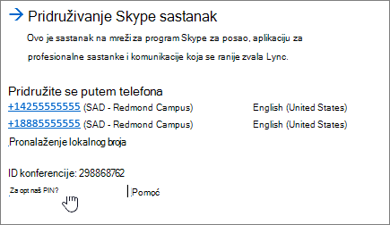 SFB Pridruživanje Skype sastanku