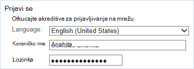 Prijavite se pomoću akreditiva za prijavljivanje na mrežu