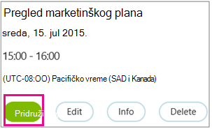 Meeting information with Join button highlighted