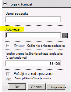 XSL Link property on Web Part menu