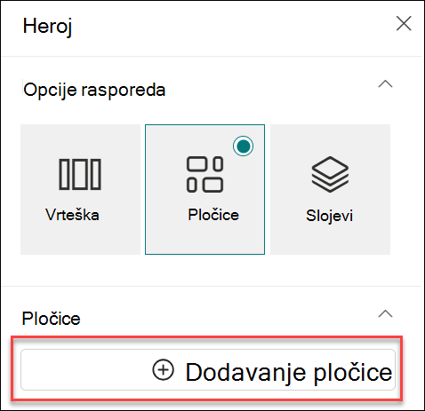 snimak ekrana opcije 