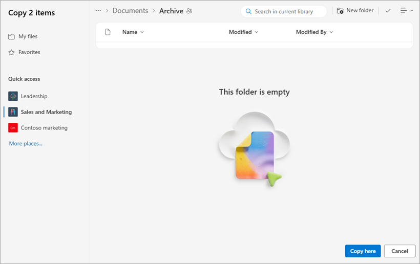 Nova fascikla u kojoj će se pojaviti kopirane datoteke.
