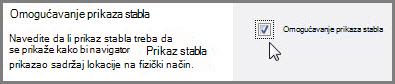 Stranica sa postavkama prikaza stabla u sistemu SharePoint sa poljem za potvrdu 