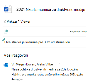 Razgovori na kartici datoteka