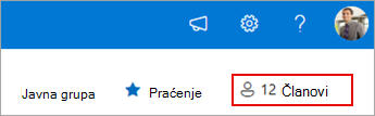 Članstvo u grupi prikazuje trenutne članove.
