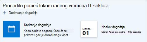 Pregled veb segmenta događaja.