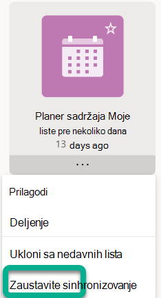 U meniju izaberite 