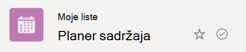Zaokružen simbol znaka potvrde ukazuje na to da se lista sinhronizuje iz oblaka sa Windows uređajem.
