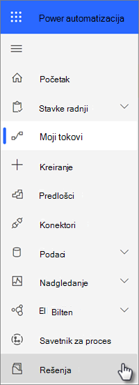 Rešenja za navigaciju u usluzi Power Automate