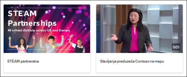 Snimak ekrana brzih veza sa video zapisima